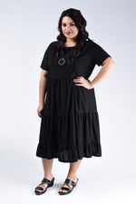 Black Textured Midi Dress - www.mycurvystore.com - Curvy Boutique - Plus Size
