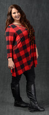 Red & Black Criss Cross Checker Top - www.mycurvystore.com - Curvy Boutique - Plus Size