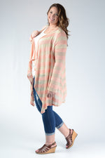 Peach Striped Knit Cardigan - www.mycurvystore.com - Curvy Boutique - Plus Size