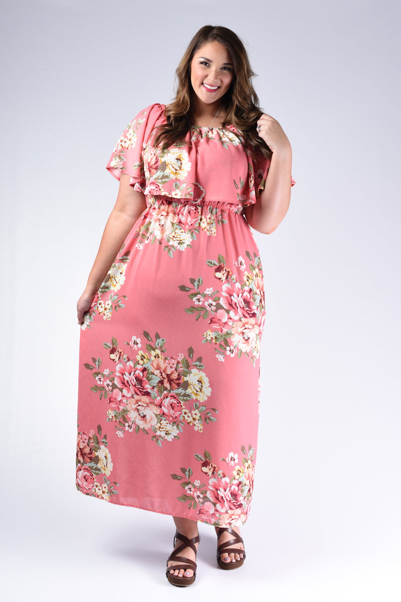 Pink Floral Maxi Dress - www.mycurvystore.com - Curvy Boutique - Plus Size