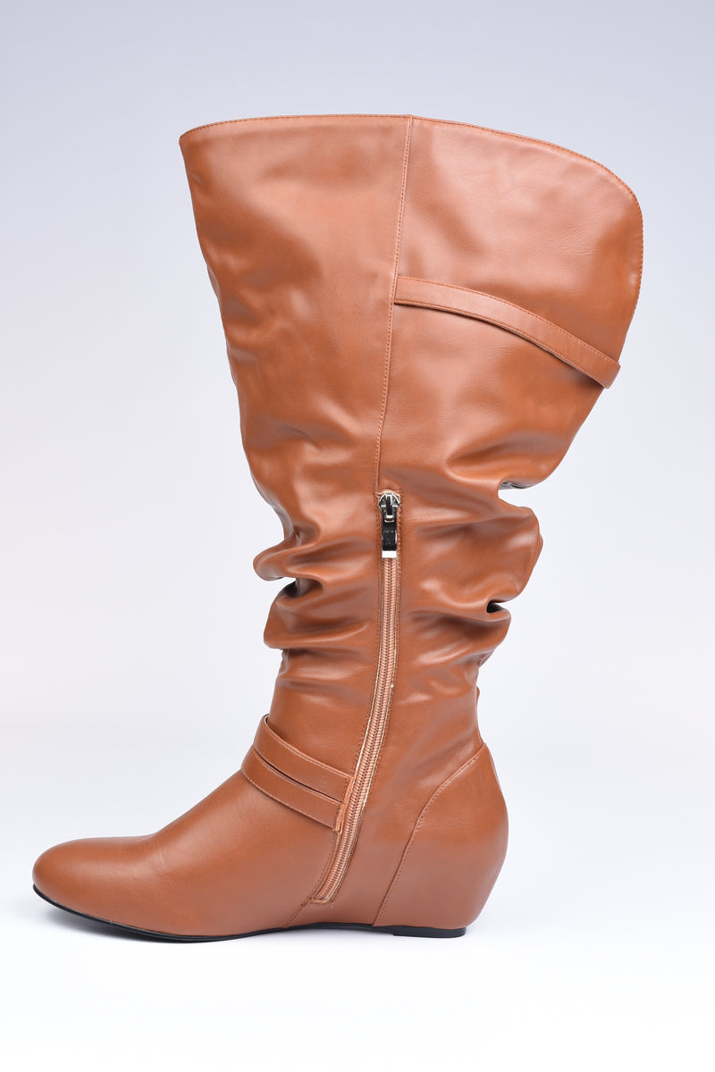 Cognac Ankle Zip Boots - Extra Wide Calf - www.mycurvystore.com - Curvy Boutique - Plus Size