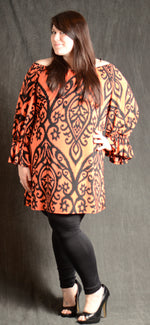 Orange/Coral & Black Shift Dress - www.mycurvystore.com - Curvy Boutique 