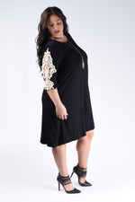 Black Detail Lace Sleeve Pocket Dress - www.mycurvystore.com - Curvy Boutique - Plus Size