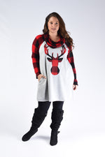 Red & Black Plaid Deer Tunic - www.mycurvystore.com - Curvy Boutique - Plus Size