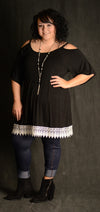 Black Cold Shoulder Lace Tunic - www.mycurvystore.com - Curvy Boutique 