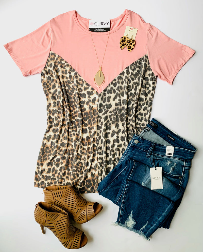 Breaking All The Rules Leopard V Top, Pink