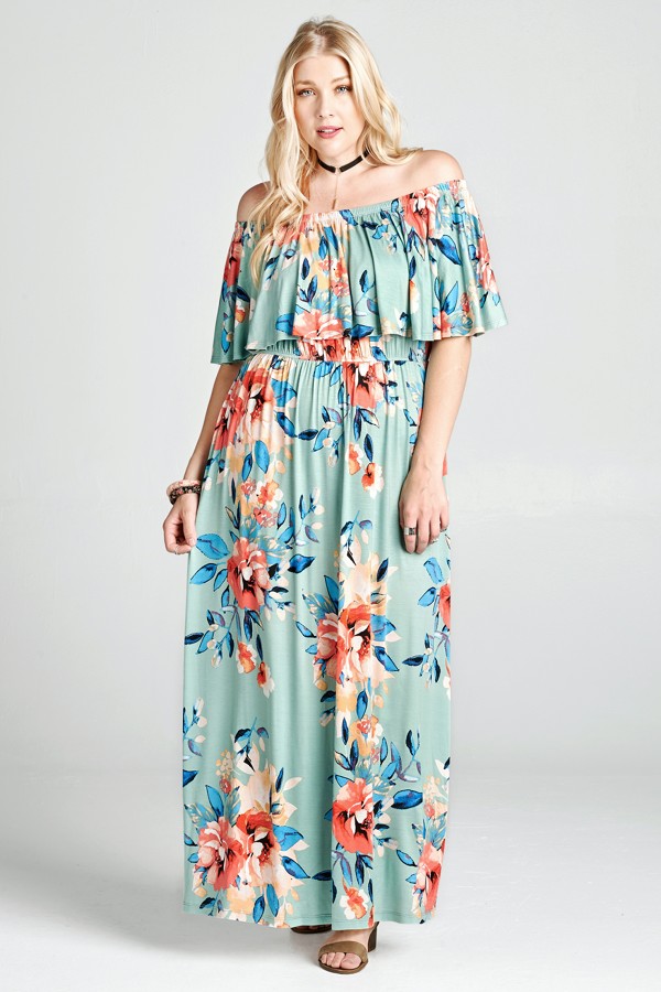 Sage Floral Maxi Dress - www.mycurvystore.com - Curvy Boutique - Plus Size