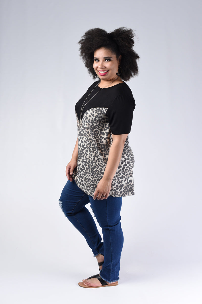 Breaking All The Rules Leopard V Top, Black