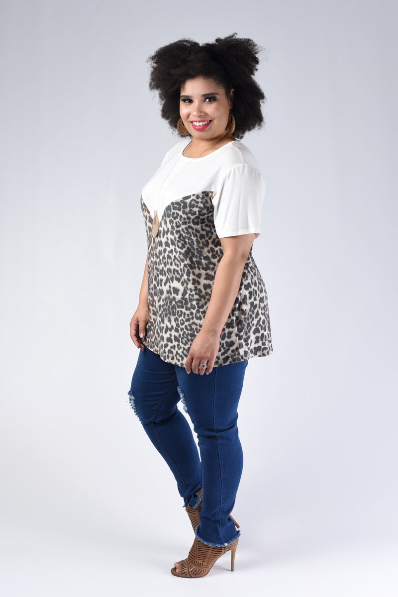 Breaking All The Rules Leopard V Top, Ivory