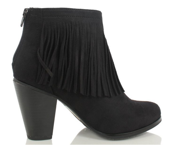 Womens black fringe booties best sale